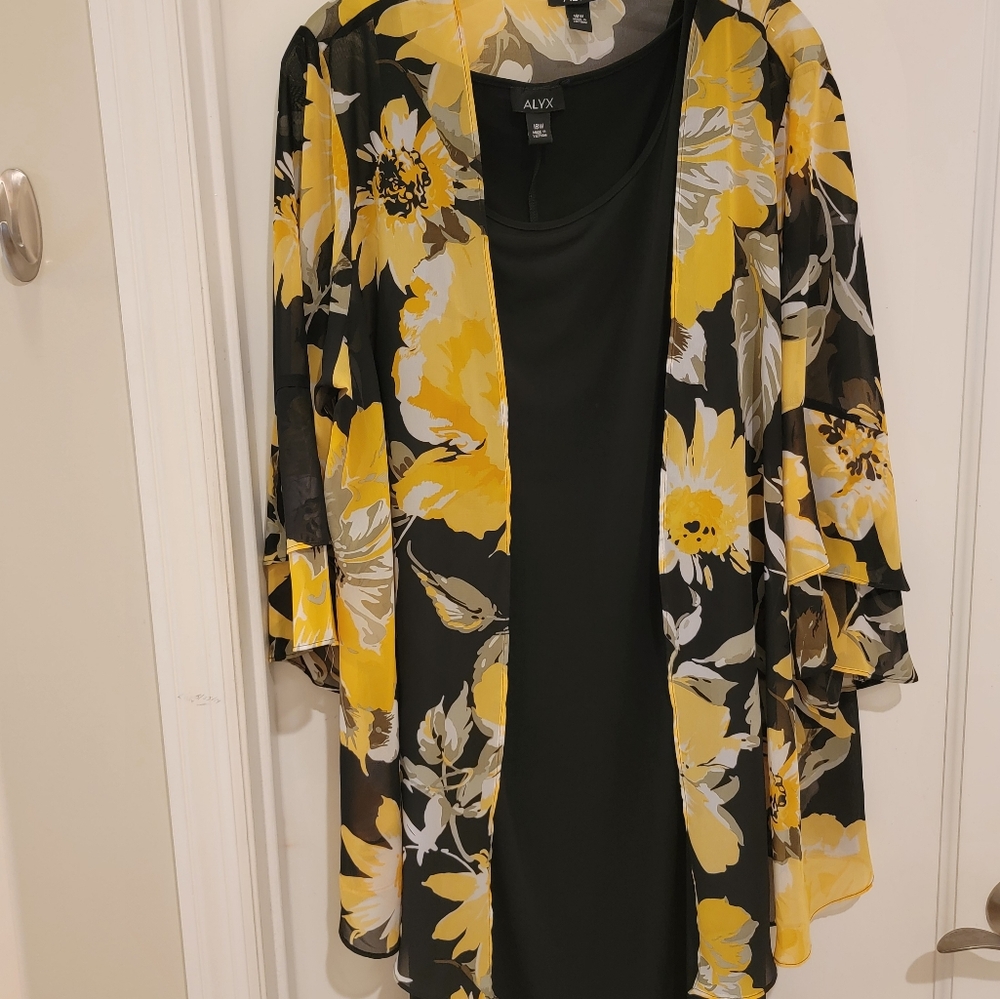 Alyx Black and Yellow Floral Midi Dress